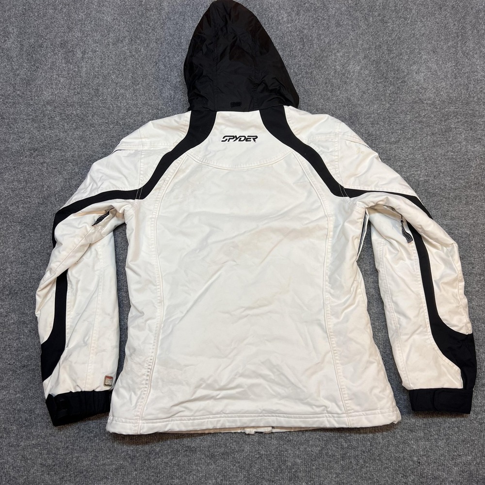 Spyder Jacket Womens 12 White Hooded Insulated Ski Snow Colorblock Pockets - Picture 3 of 13